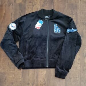 Los Angeles Dodgers Black Bomber Jacket with Embroidered Logos